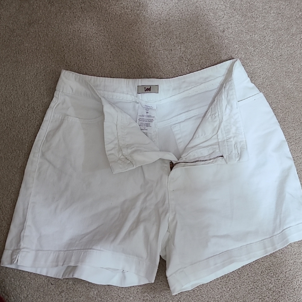 Lee White Bermuda Shorts Tailored Cotton Blend